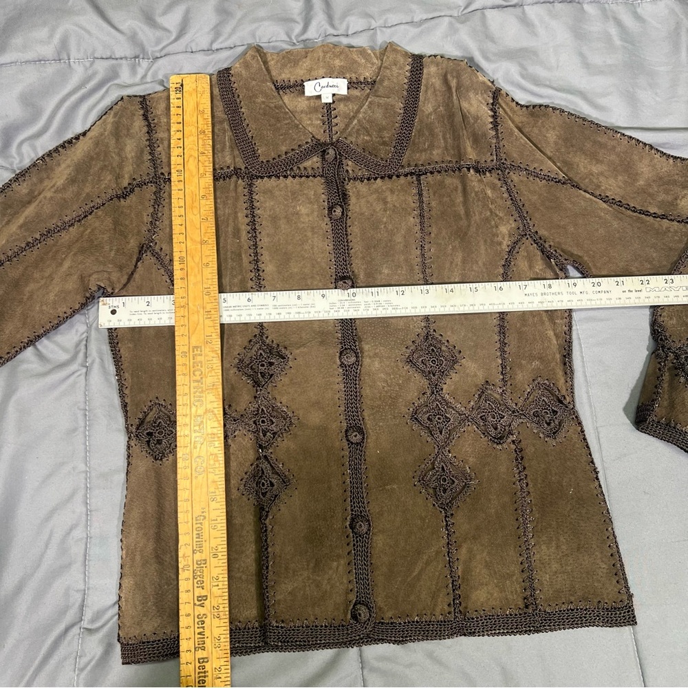 Vintage Carducci Patchwork Leather Jacket Crochet… - image 5